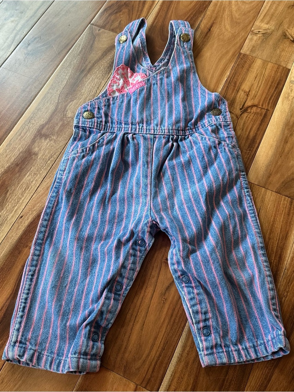 Vintage OshKosh B’gosh Pink Stripe VESTBAK Overalls. Size 12M. Made in USA